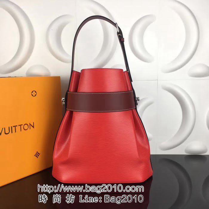 路易威登LV頂級原單M55188櫻桃紅 2019早春新款水波紋牛皮水桶包Noé系列 YDH1523